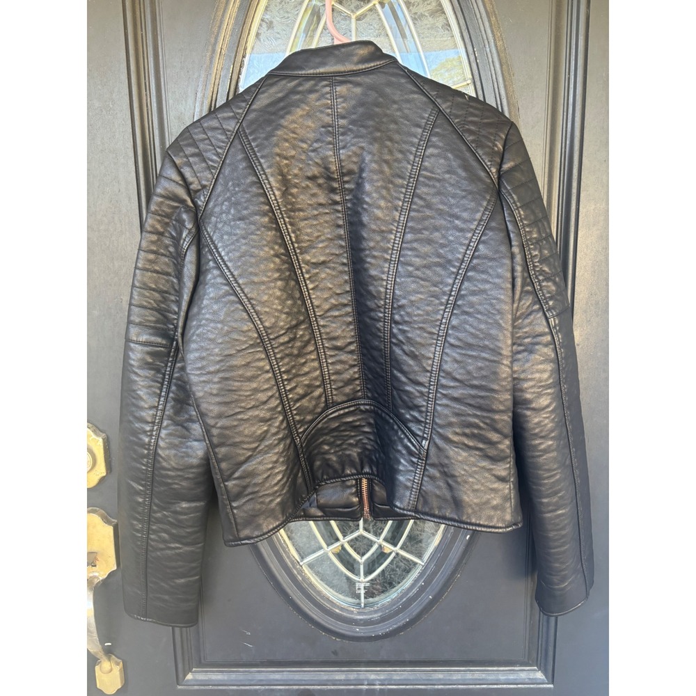 Marc New York Andrew Marc Black Faux Leather Moto Jacket Rose Gold Hardware M‎ - Picture 11 of 13